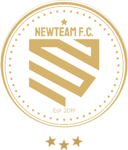 The Newteam FC crest in gold, three stars above the shield